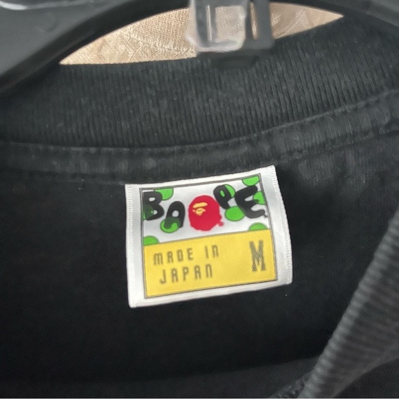 BAPE sz M Black Tee Tshirt Bathing Ape Short Sleeve Made in Japan - Picture 3 of 13